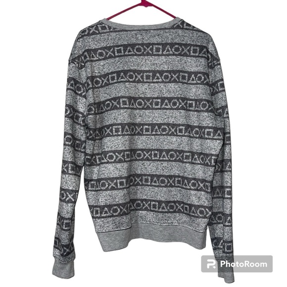 PlayStation size large mens sweater controllers pullover longsleeve grey games - Picture 10 of 11